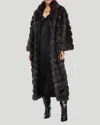Gorski Russian Sable Chevron Coat With Leather Belt In Multi