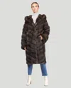 Gorski Russian Sable Chevron Midi Coat In Multi