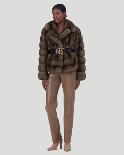 Gorski Russian Sable Jacket With Horizontal Sleeves In Pink