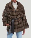Gorski Russian Sable Jacket With Leather Belt In Brown