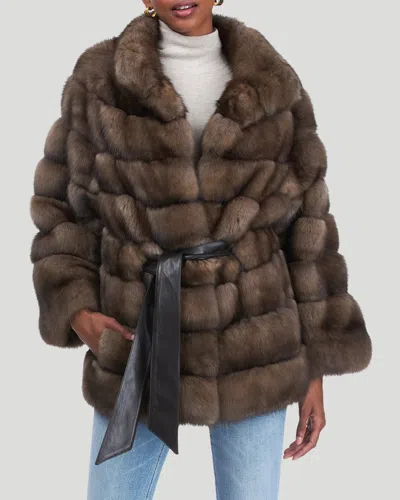 Gorski Russian Sable Jacket With Leather Belt In Brown
