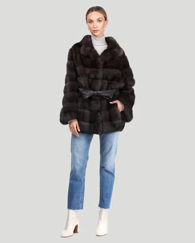 Gorski Russian Sable Jacket With Leather Belt In Multi
