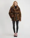 Gorski Sable Jacket With Leather Belt In Multi