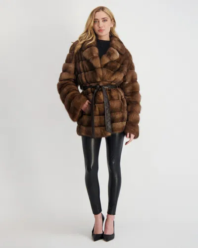 Gorski Sable Jacket With Leather Belt In Multi