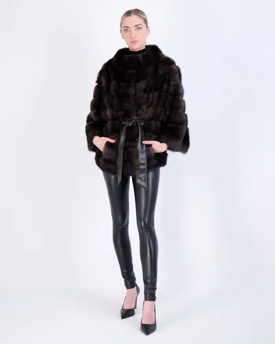 Gorski Sable Jacket With Stand Collar In Multi