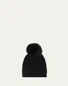 Gorski Select Cashmere Beanie With Lamb Shearling Pom In Black Black