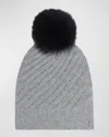 Gorski Select Cashmere Beanie With Lamb Shearling Pom In Gray