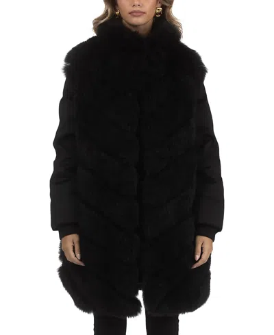 Gorski Select Cashmere Goat Diagonal Stroller With Loro Piana Cashmere Sleeves And Back In Black