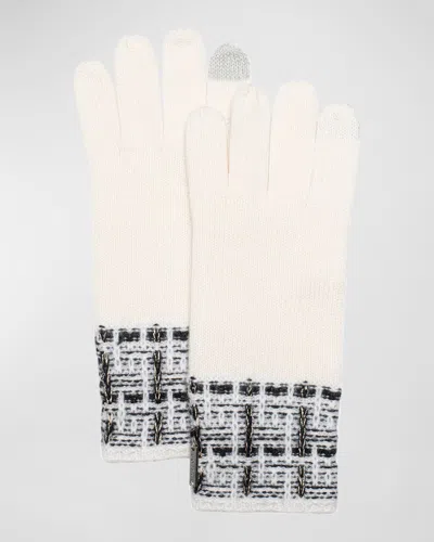 Gorski Select Cashmere Knit Gloves In Ivory Black