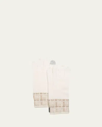 Gorski Select Cashmere Knit Gloves In White