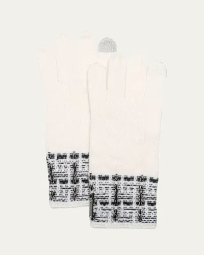 Gorski Select Cashmere Knit Gloves In White Black