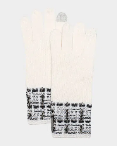 Gorski Select Cashmere Knit Gloves In White Black