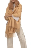 Gorski Select Cashmere Stole With Select Lamb Collar In Brown