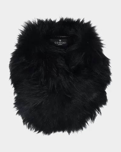 Gorski Select Lamb Shearling Pull-through Scarf In Black