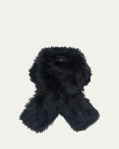Gorski Select Lamb Shearling Pull-through Scarf In Black