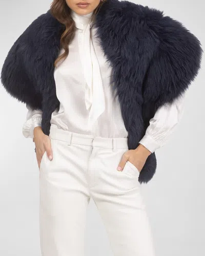 Gorski Select Lamb Shearling Stole In Navy