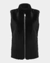 Gorski Select Lamb Shearling Zip Vest With Loro Piana Wool Back In Black