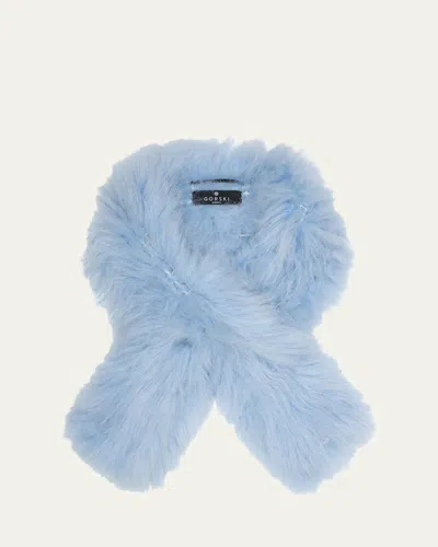 Gorski Select Lamb Shearlng Pull-through Scarf In Blue