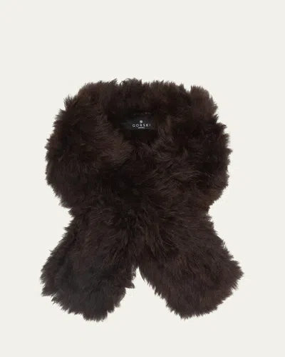Gorski Select Lamb Shearlng Pull-through Scarf In Brown