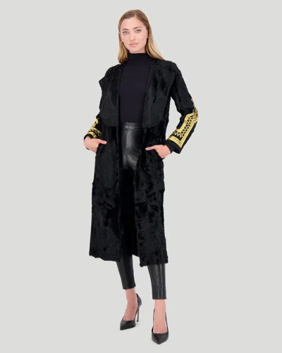 Gorski Select Lamb Short Coat With Embroidery In Black