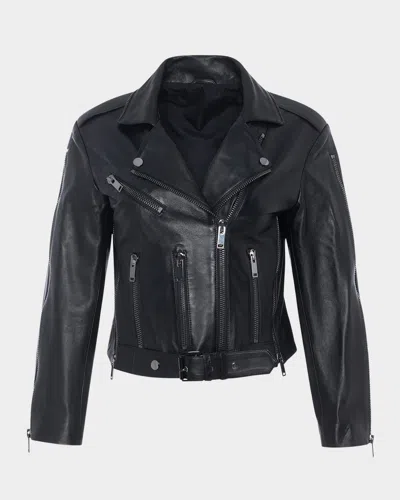 Gorski Select Leather Moto Jacket In Black