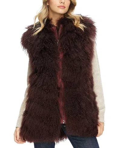 Gorski Select Mongolian Goat Zip Vest In Burgundy