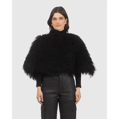Gorski Select Mongolian Lamb Shawl In Black