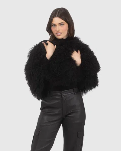 Gorski Select Mongolian Lamb Shawl In Black