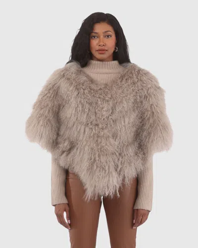 Gorski Select Mongolian Lamb Shawl In Sand