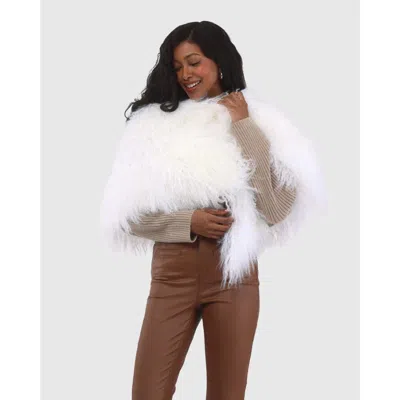 Gorski Select Mongolian Lamb Shawl In White