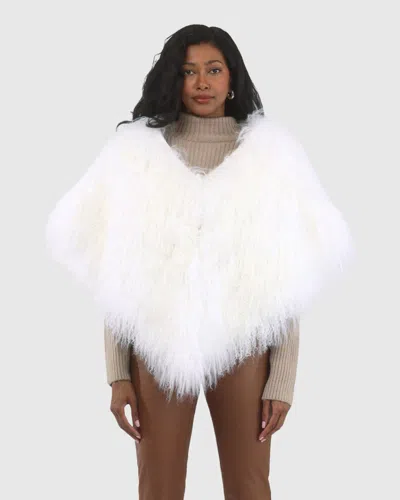 Gorski Select Mongolian Lamb Shawl In White