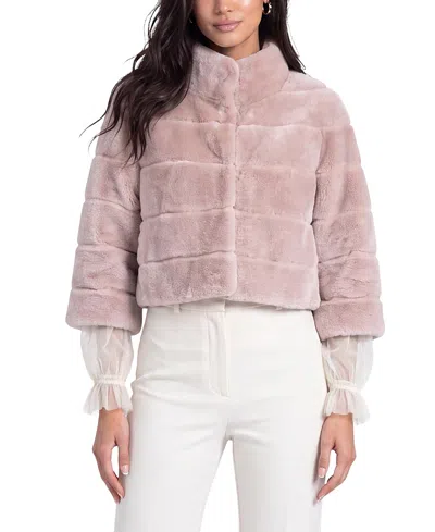 Gorski Select Shearling Lamb Bolero With Cropped Sleeves In Pink