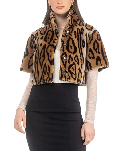 Gorski Select Shearling Lamb Bolero With Short Sleeves In Brown