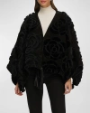 Gorski Select Shearling Lamb Floral Embroidered Reversible Jacket In White/black