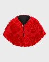 Gorski Select Shearling Lamb Floral Embroidered Suede Reversible Stole In Red