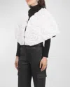 Gorski Select Shearling Lamb Floral Embroidered Suede Reversible Stole In White/black