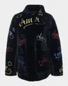 Gorski Select Shearling Lamb Love Embroidered Jacket In Black