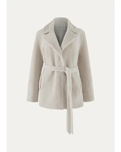 Gorski Select Textured Shearling Lamb Belted Jacket In Neutral