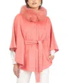 Gorski Select Wool Belted Cape With Select Lamb Collar In Pink