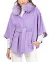 Gorski Select Wool Belted Cape With Select Lamb Collar In Purple