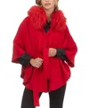 Gorski Select Wool Belted Cape With Select Lamb Collar In Red
