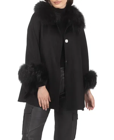 Gorski Select Wool Cape With Select Lamb Collar And Cuffs In Black