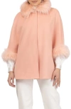 Gorski Select Wool Cape With Select Lamb Collar And Cuffs In Pink