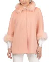 Gorski Select Wool Cape With Select Lamb Collar And Cuffs In Pink