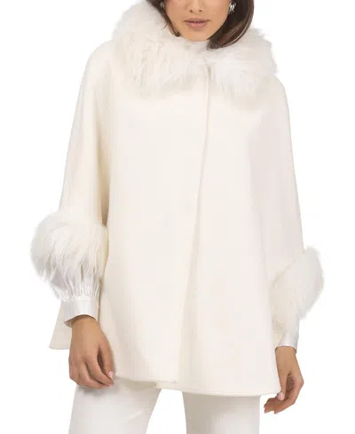Gorski Select Wool Cape With Select Lamb Collar And Cuffs In White