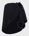 Gorski Select Wool Capelet With Lamb Shearling Poms In Black