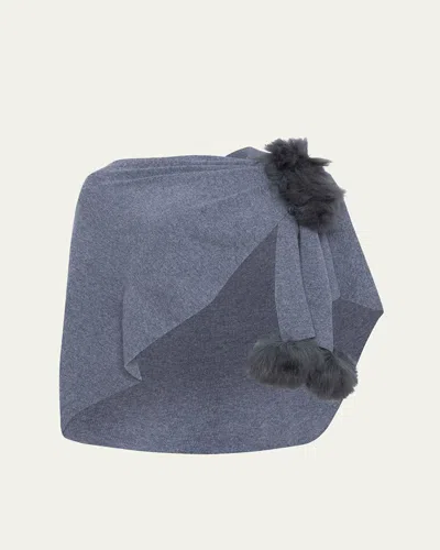 Gorski Select Wool Capelet With Lamb Shearling Poms In Gray