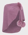 Gorski Select Wool Capelet With Lamb Shearling Poms In Pink