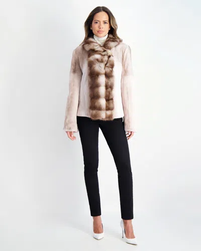 Gorski Semi Sheared Mink Jacket With Stone Marten Collar & Trim In Multi