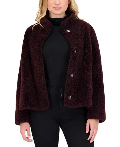 Gorski Sheared Genuine Shearling Jacket In Burgundy